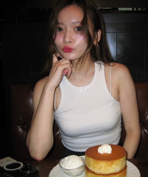 merrylatte(メリーラテ)の「レース付きタンク【IROHANI】(タンクトップ・レディース・ホワイト/ピンク・M/S)」の6枚目の写真