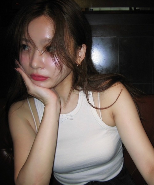 merrylatte(メリーラテ)の「レース付きタンク【IROHANI】(タンクトップ・レディース・ホワイト/ピンク・M/S)」の3枚目の写真