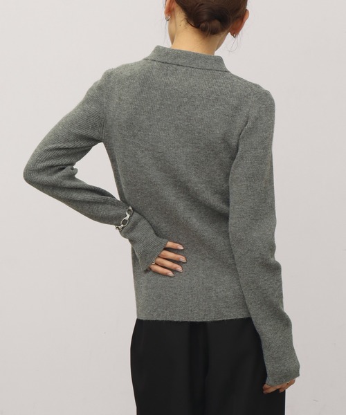 NOGLE（ノグル）の「【NOGLE/ノグル】ワイドカラーリブボタンカーディガン（カーディガン/ボレロ・レディース・カーキ/アイボリー/ブルー/グレー/ピンク・FREE）」の15枚目の写真