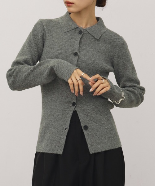 NOGLE（ノグル）の「【NOGLE/ノグル】ワイドカラーリブボタンカーディガン（カーディガン/ボレロ・レディース・カーキ/アイボリー/ブルー/グレー/ピンク・FREE）」の17枚目の写真