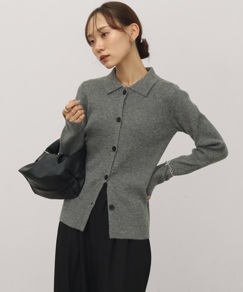 NOGLE（ノグル）の「【NOGLE/ノグル】ワイドカラーリブボタンカーディガン（カーディガン/ボレロ・レディース・カーキ/アイボリー/ブルー/グレー/ピンク・FREE）」の18枚目の写真