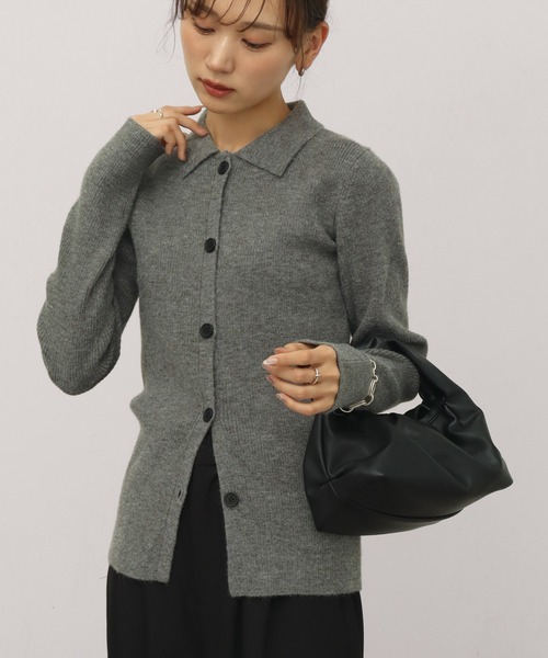 NOGLE（ノグル）の「【NOGLE/ノグル】ワイドカラーリブボタンカーディガン（カーディガン/ボレロ・レディース・カーキ/アイボリー/ブルー/グレー/ピンク・FREE）」の13枚目の写真