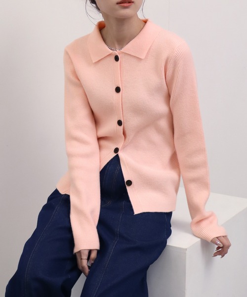 NOGLE（ノグル）の「【NOGLE/ノグル】ワイドカラーリブボタンカーディガン（カーディガン/ボレロ・レディース・カーキ/アイボリー/ブルー/グレー/ピンク・FREE）」の12枚目の写真