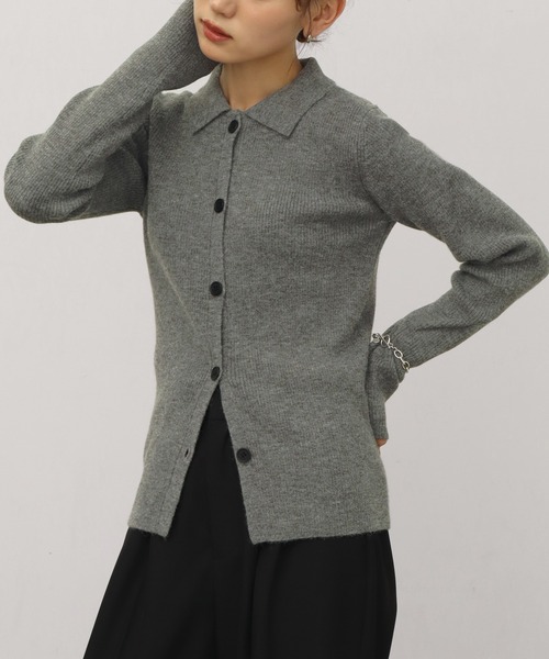 NOGLE（ノグル）の「【NOGLE/ノグル】ワイドカラーリブボタンカーディガン（カーディガン/ボレロ・レディース・カーキ/アイボリー/ブルー/グレー/ピンク・FREE）」の19枚目の写真