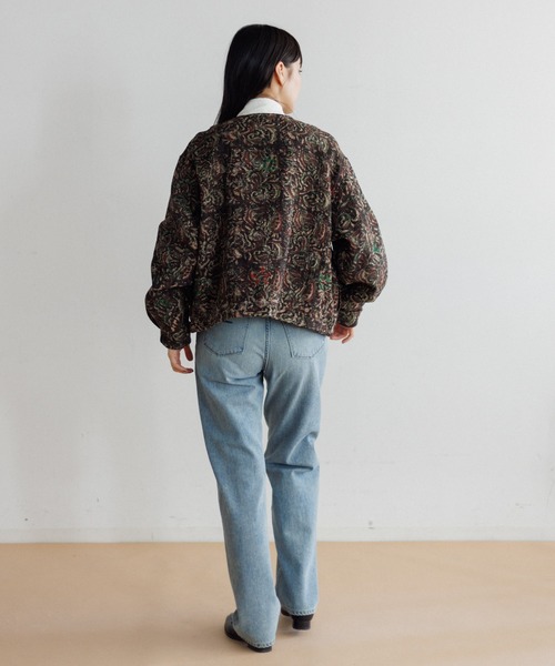 AMERICAN RAG CIE（アメリカンラグシー）の「LEIN Kanthaブロックプリントダブルジャケット（ノーカラージャケット・レディース・ブラウン/ピンク・FREE）」の22枚目の写真