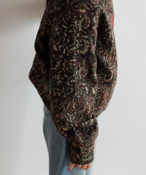 AMERICAN RAG CIE（アメリカンラグシー）の「LEIN Kanthaブロックプリントダブルジャケット（ノーカラージャケット・レディース・ブラウン/ピンク・FREE）」の20枚目の写真