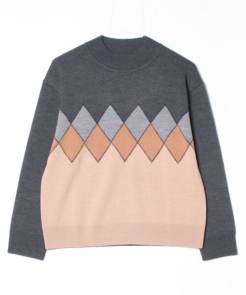 ニューヨーカー（NEWYORKER）/エクストラファインメリノウール モダンアーガイルハイネックプルオーバ セール】エクストラファインメリノウール モダンアーガイルハイネック