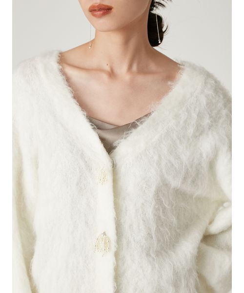 FRAY I.D（フレイアイディー）の「パールリボンシャギーミドルＶネックカーディガン（カーディガン/ボレロ・レディース・ホワイト/ミント/モカ・F）」の10枚目の写真