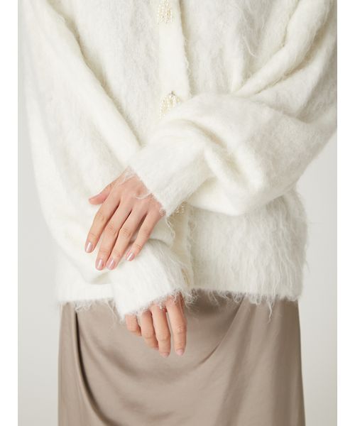 FRAY I.D（フレイアイディー）の「パールリボンシャギーミドルＶネックカーディガン（カーディガン/ボレロ・レディース・ホワイト/ミント/モカ・F）」の11枚目の写真