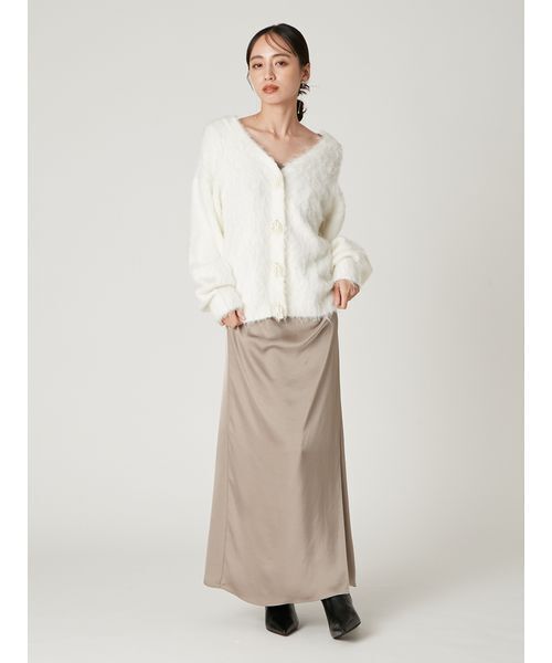 FRAY I.D（フレイアイディー）の「パールリボンシャギーミドルＶネックカーディガン（カーディガン/ボレロ・レディース・ホワイト/ミント/モカ・F）」の17枚目の写真