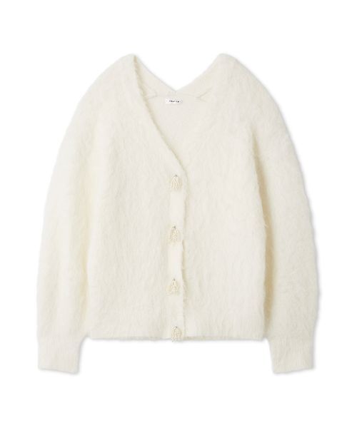 FRAY I.D（フレイアイディー）の「パールリボンシャギーミドルＶネックカーディガン（カーディガン/ボレロ・レディース・ホワイト/ミント/モカ・F）」の19枚目の写真
