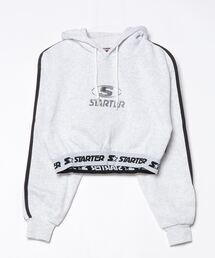 STARTER LADYS スウェットショート丈プリントプルパーカー 裏起毛