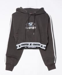 STARTER LADYS スウェットショート丈プリントプルパーカー 裏起毛