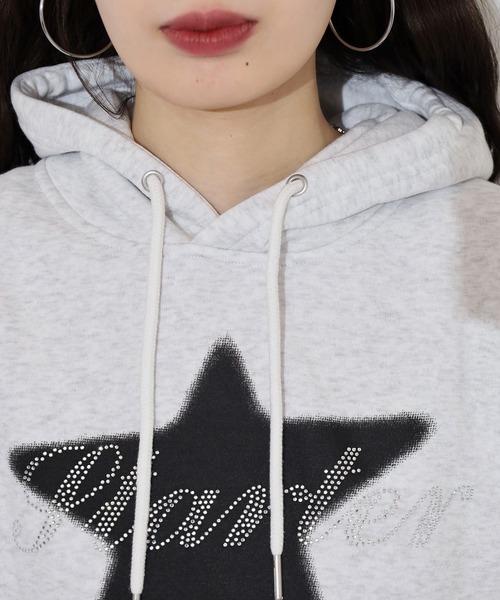 STARTER BLACK LABEL（スターターブラックレーベル）の「STARTER LADYS スウェットショート丈プリントプルパーカー 裏起毛（パーカー・レディース・ブラック/ホワイト/チャコール/ホワイト系その他2/ブラック系その他2/グレー系その他2・M/L）」の7枚目の写真