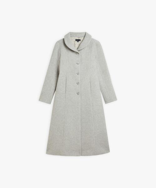 グレーウールロングコート（チェスターコート）｜agnes b