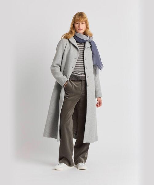 グレーウールロングコート（チェスターコート）｜agnes b