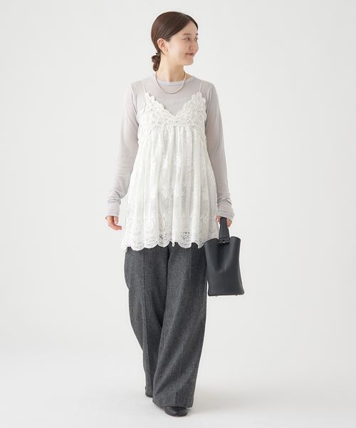 IENA(イエナ)の「《追加2》リヨセルカシミヤロングTシャツ(Tシャツ/カットソー・レディース・ホワイト/ライトグレー/ブラック/ピンク・FREE)」の6枚目の写真