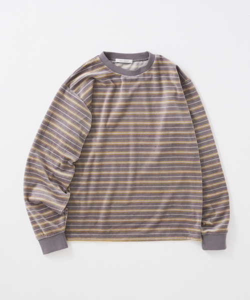 JOURNAL STANDARD(ジャーナルスタンダード)の「ベロア マイクロ ボーダー クルーネック ロンT(Tシャツ/カットソー・メンズ・ライトブルー/グレー/ボルドー・MEDIUM/LARGE)」の2枚目の写真