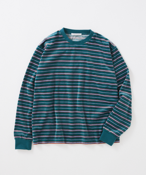 JOURNAL STANDARD(ジャーナルスタンダード)の「ベロア マイクロ ボーダー クルーネック ロンT(Tシャツ/カットソー・メンズ・ライトブルー/グレー/ボルドー・MEDIUM/LARGE)」の3枚目の写真