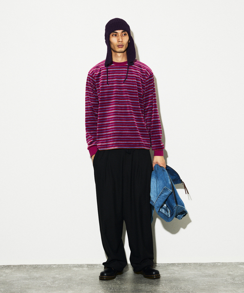 JOURNAL STANDARD(ジャーナルスタンダード)の「ベロア マイクロ ボーダー クルーネック ロンT(Tシャツ/カットソー・メンズ・ライトブルー/グレー/ボルドー・MEDIUM/LARGE)」の11枚目の写真