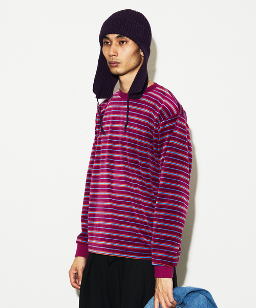 JOURNAL STANDARD(ジャーナルスタンダード)の「ベロア マイクロ ボーダー クルーネック ロンT(Tシャツ/カットソー・メンズ・ライトブルー/グレー/ボルドー・MEDIUM/LARGE)」の13枚目の写真
