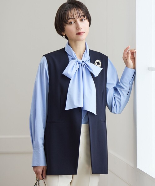 23区 S(ニジュウサンクチイサイサイズ)の「トリアセダブルジョーゼット ジレ(その他アウター・レディース・ブラック系/ネイビー系/ベージュ系・32)」の3枚目の写真