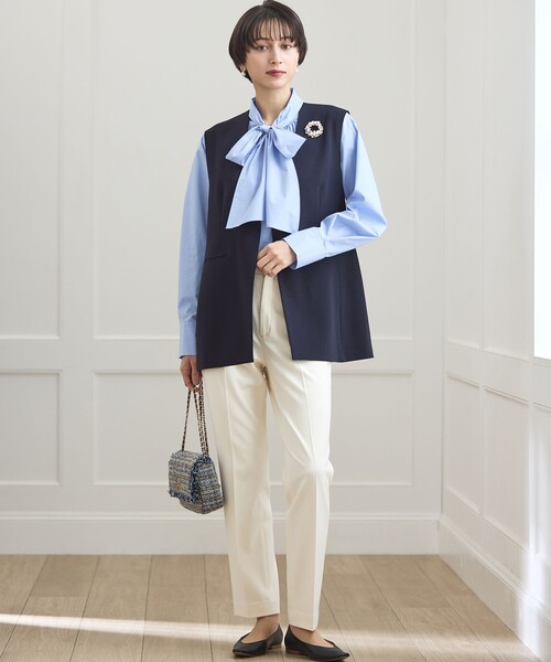 23区 S(ニジュウサンクチイサイサイズ)の「トリアセダブルジョーゼット ジレ(その他アウター・レディース・ブラック系/ネイビー系/ベージュ系・32)」の11枚目の写真