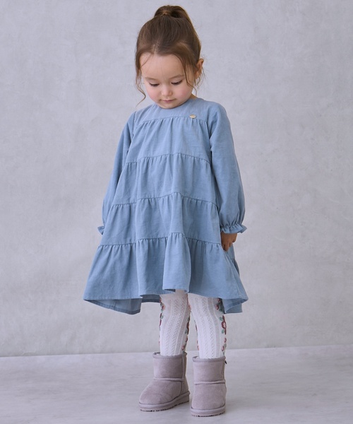 petit main(プティマイン)の「コーデュロイティアードワンピース(ワンピース・キッズ・ライトグリーン/レッド/ラベンダー/ライトベージュ・80cm/90cm/120cm/110cm/100cm/130cm)」の6枚目の写真