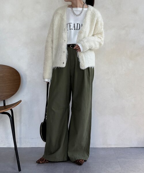 DouDou（ドゥドゥ）の「【WEB限定】ロングシャギーカーディガン（カーディガン/ボレロ・レディース・イエロー/チャコールグレー/ベージュ/アイボリー・FREE）」の5枚目の写真