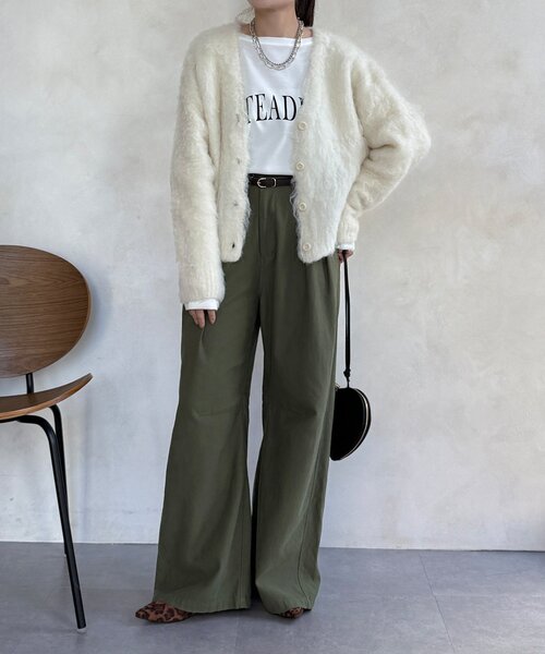 DouDou（ドゥドゥ）の「【WEB限定】ロングシャギーカーディガン（カーディガン/ボレロ・レディース・イエロー/チャコールグレー/ベージュ/アイボリー・FREE）」の8枚目の写真