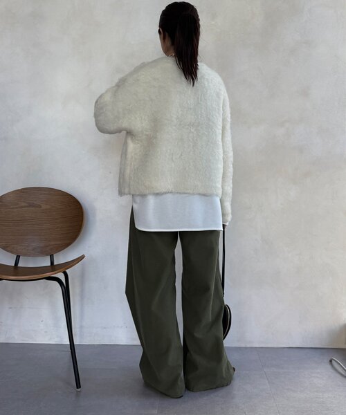 DouDou（ドゥドゥ）の「【WEB限定】ロングシャギーカーディガン（カーディガン/ボレロ・レディース・イエロー/チャコールグレー/ベージュ/アイボリー・FREE）」の9枚目の写真