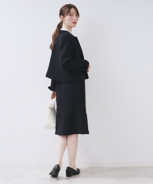 ≪通勤・セレモニー/セットアップ対応≫ノーカラーツイードジャケット