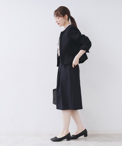 ≪通勤・セレモニー/セットアップ対応≫ノーカラーツイードジャケット