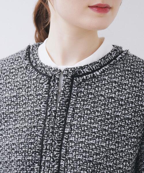 ≪通勤・セレモニー/セットアップ対応≫ノーカラーツイードジャケット