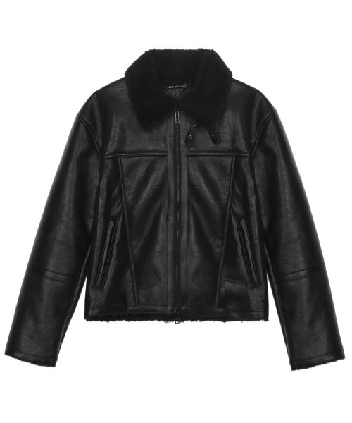 VINTAGE LEATHER FUR MUSTANG_BLACK