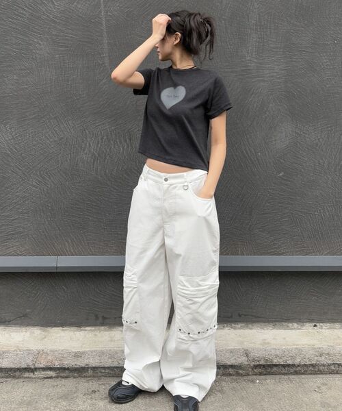 ROCKCAKE(ロックケーキ)の「Heart Graphic Logo Top - Charcoal(Tシャツ/カットソー・レディース・その他・SMALL)」の3枚目の写真