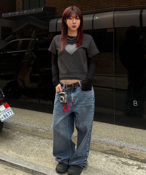 ROCKCAKE(ロックケーキ)の「Heart Graphic Logo Top - Charcoal(Tシャツ/カットソー・レディース・その他・SMALL)」の2枚目の写真