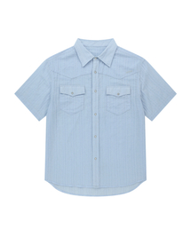 Patterned Western Half Shirts (Blue)