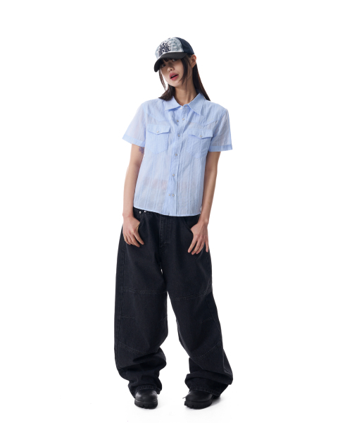 AAKAM(アーカム)の「Patterned Western Half Shirts (Blue)(シャツ/ブラウス・レディース・その他・1/2)」の9枚目の写真