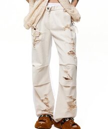 RSSC（アールエスエスシー）の「LAYERD DESTROYED DENIM PANTS - IVORY/WHITE（その他パンツ）」