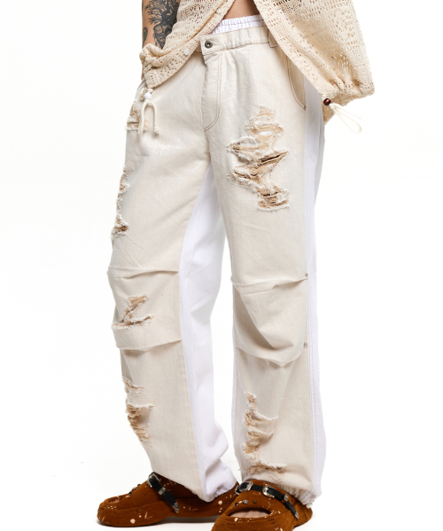 RSSC(アールエスエスシー)の「LAYERD DESTROYED DENIM PANTS - IVORY/WHITE(その他パンツ・レディース・その他・1/2)」の14枚目の写真