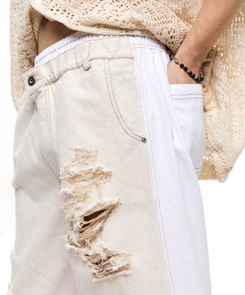 RSSC(アールエスエスシー)の「LAYERD DESTROYED DENIM PANTS - IVORY/WHITE(その他パンツ・レディース・その他・1/2)」の7枚目の写真