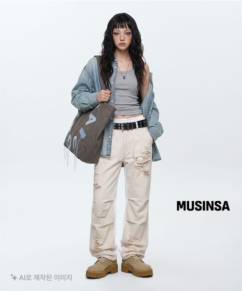 RSSC(アールエスエスシー)の「LAYERD DESTROYED DENIM PANTS - IVORY/WHITE(その他パンツ・レディース・その他・1/2)」の4枚目の写真