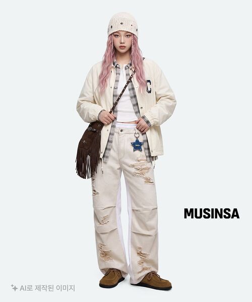 RSSC(アールエスエスシー)の「LAYERD DESTROYED DENIM PANTS - IVORY/WHITE(その他パンツ・レディース・その他・1/2)」の3枚目の写真