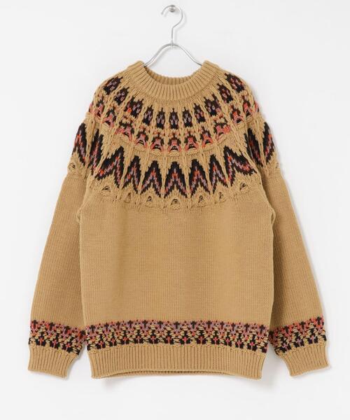 THE GOODLAND MARKET(ザグッドランドマーケット)の「米富繊維 KOUHEN NORDIC KNIT PULLOVER(ニット/セーター・メンズ・ベージュ/ブラック・LARGE)」の3枚目の写真
