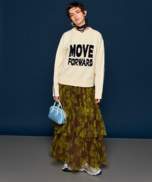MAISON SPECIAL（メゾンスペシャル）の「MOVE FORWARD logo knit/MOVE FORWARDロゴニット（ニット/セーター・レディース・アイボリー/グレー/ライム/レッド・FREE）」の5枚目の写真