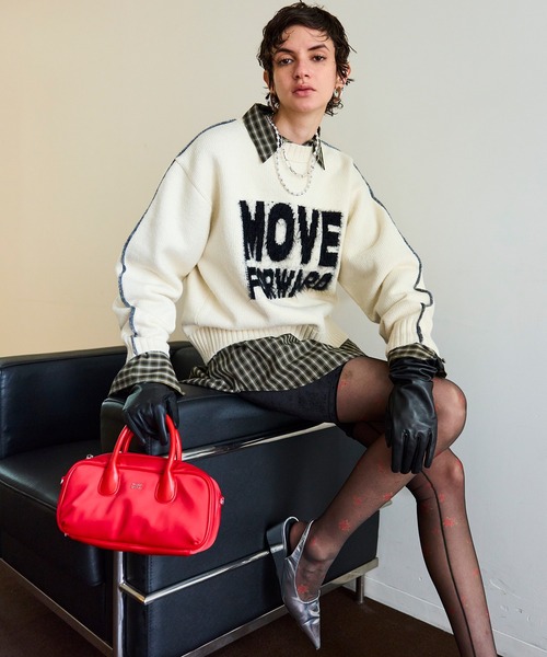 MAISON SPECIAL（メゾンスペシャル）の「MOVE FORWARD logo knit/MOVE FORWARDロゴニット（ニット/セーター・レディース・アイボリー/グレー/ライム/レッド・FREE）」の9枚目の写真