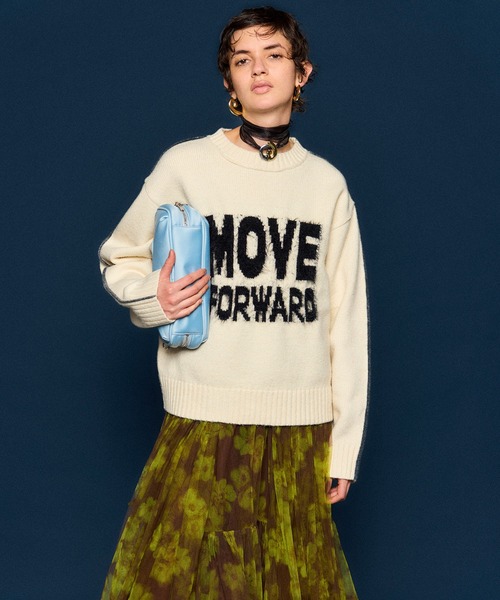 MAISON SPECIAL（メゾンスペシャル）の「MOVE FORWARD logo knit/MOVE FORWARDロゴニット（ニット/セーター・レディース・アイボリー/グレー/ライム/レッド・FREE）」の10枚目の写真