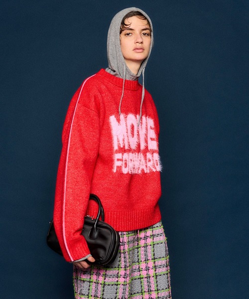 MAISON SPECIAL（メゾンスペシャル）の「MOVE FORWARD logo knit/MOVE FORWARDロゴニット（ニット/セーター・レディース・アイボリー/グレー/ライム/レッド・FREE）」の12枚目の写真