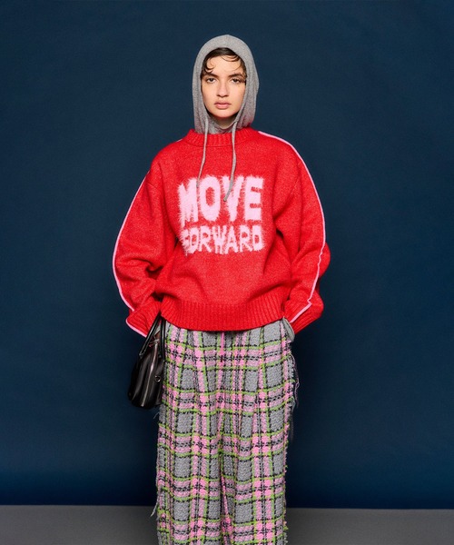 MAISON SPECIAL（メゾンスペシャル）の「MOVE FORWARD logo knit/MOVE FORWARDロゴニット（ニット/セーター・レディース・アイボリー/グレー/ライム/レッド・FREE）」の6枚目の写真